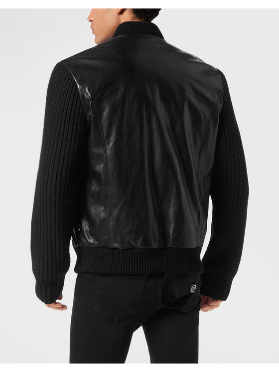 PHILIPP PLEIN PHILIPP PLEIN Kurtka skórzana 26035 Czarny Regular Fit