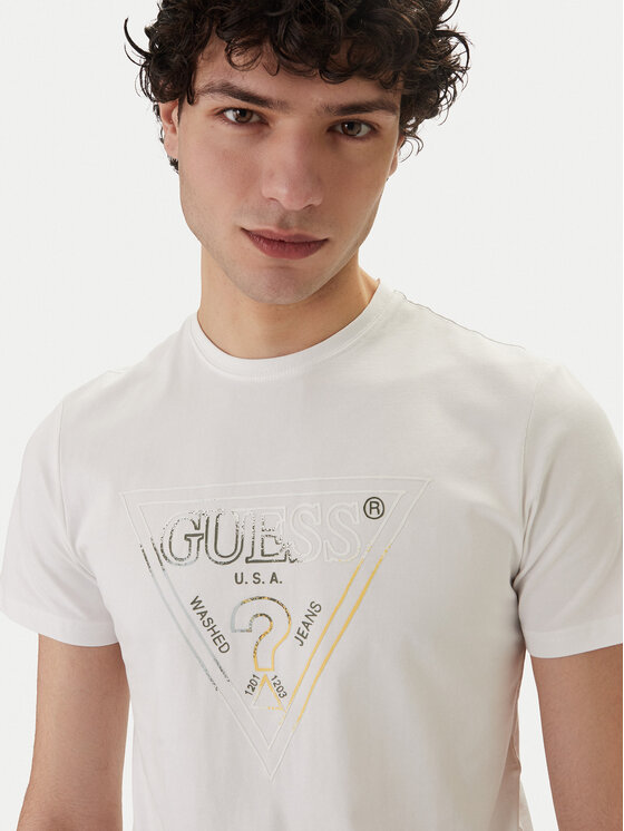 Guess Guess Tricou M6GI11 K2992 Alb Slim Fit
