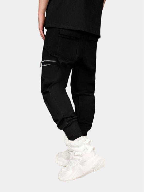 MADE BY SOCIETY MADE BY SOCIETY Spodnie materiałowe Pantaloni Nomad - P17185 Czarny Basic Fit