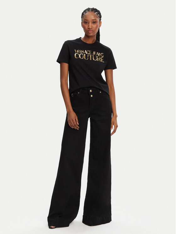 Versace Jeans Couture Versace Jeans Couture Tricou 78HAHE02 Negru Regular Fit