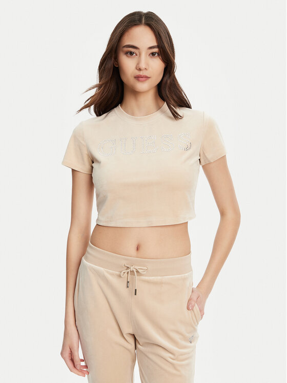 Guess Bluzka V3BI01 K0232 Beżowy Regular Fit