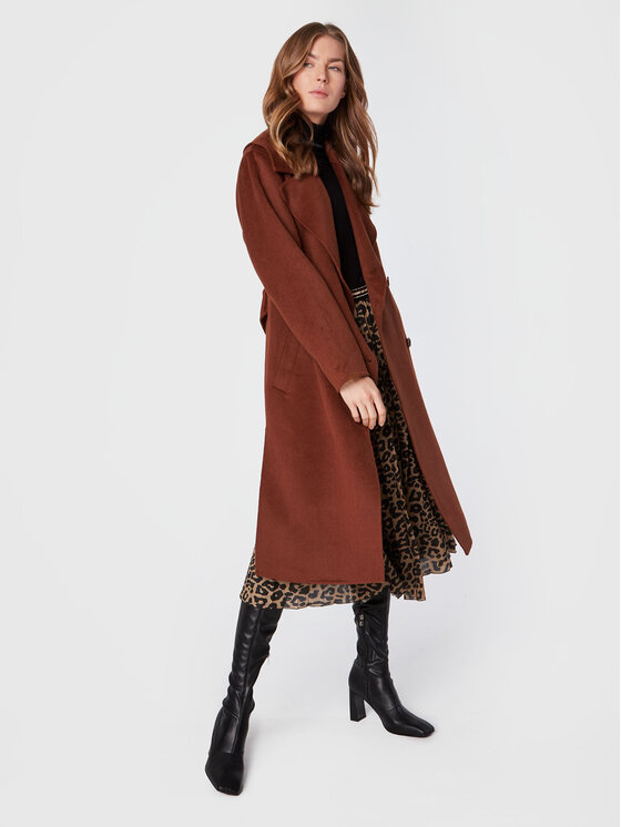 Cappotto di lana WF2039 T4627 Marrone Regular Fit