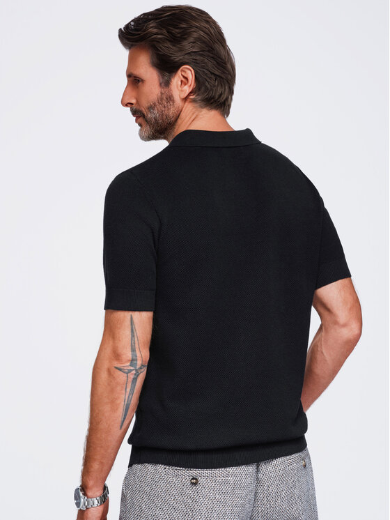 Ombre Ombre Polo OM-POSS-0178 Czarny Regular Fit