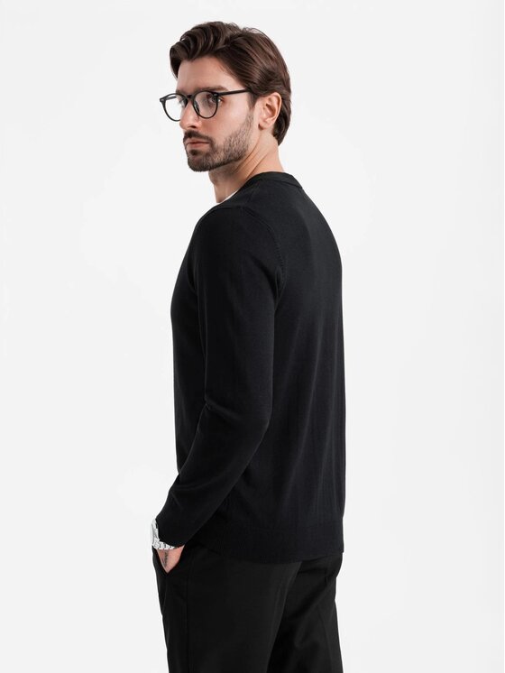 Ombre Ombre Kardigan OM-SWCD-0126 Czarny Regular Fit