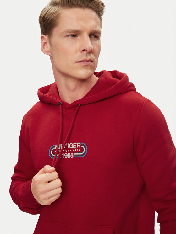 Tommy Hilfiger Tommy Hilfiger Pulóver Track Graphic MW0MW34445 Piros Regular Fit