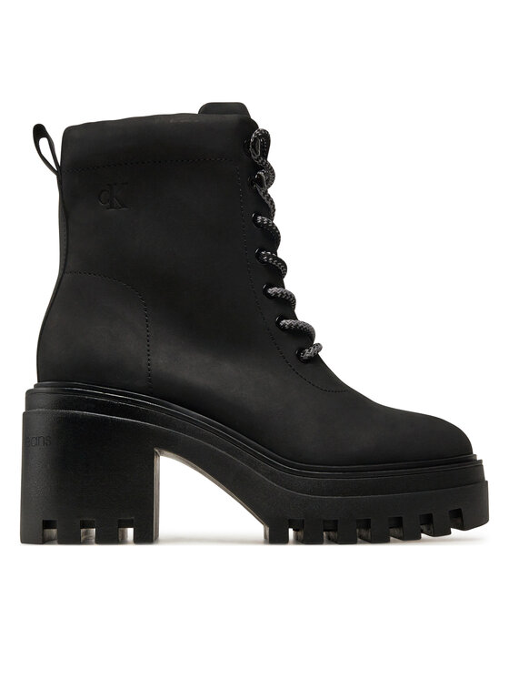 Calvin Klein Jeans Členková obuv Chunky Heeled Zip Boot Lth YW0YW01548 Čierna