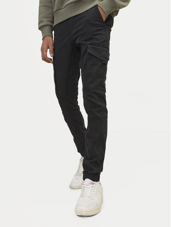 Jack&Jones Junior Auduma bikses Paul 12151646 Melns Slim Fit