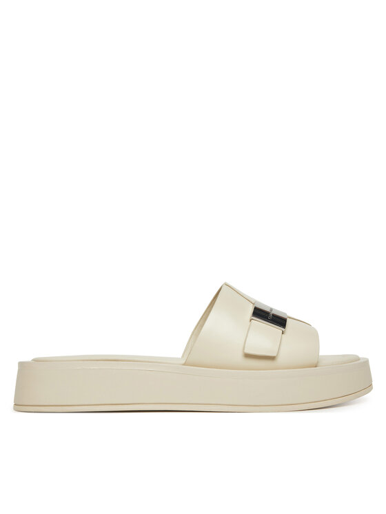 Calvin Klein Šľapky Flatform Slide W/Ck Hw - Lth HW0HW02368 Écru