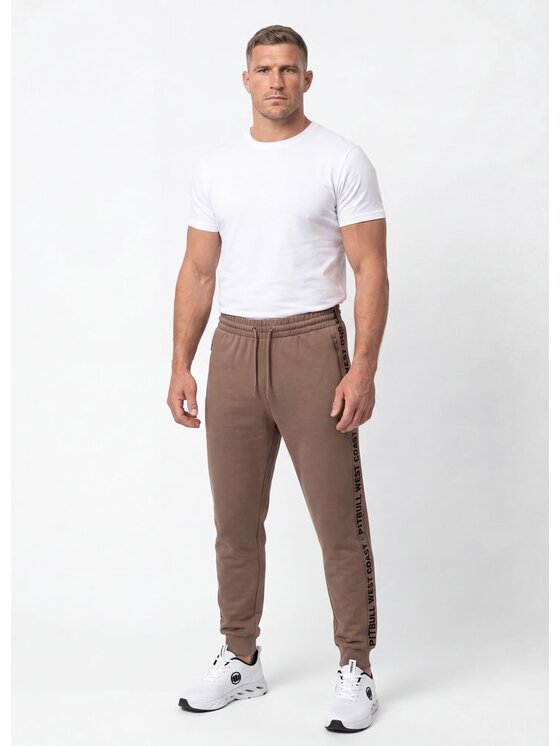 PITBULL PITBULL Spodnie dresowe ARBOR TAPE Brązowy Regular Fit
