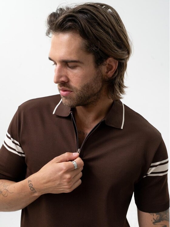 Jigga Wear Jigga Wear Polo 131788 Brązowy Regular Fit