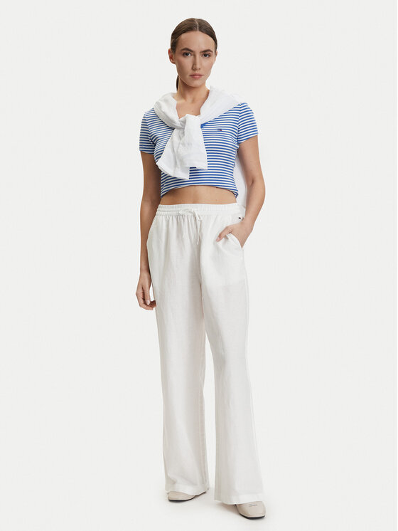 Tommy Jeans Tommy Jeans Medžiaginės kelnės DW0DW22285 Balta Loose Fit