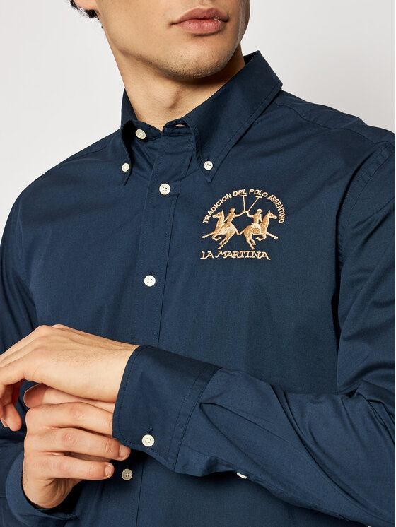 La Martina La Martina Πουκάμισο Poplin CCMC01 PP003 Σκούρο μπλε Regular Fit