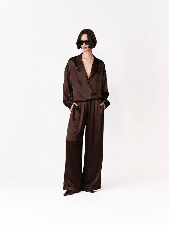 La Mania La Mania Koszula KAI Brązowy Basic Fit
