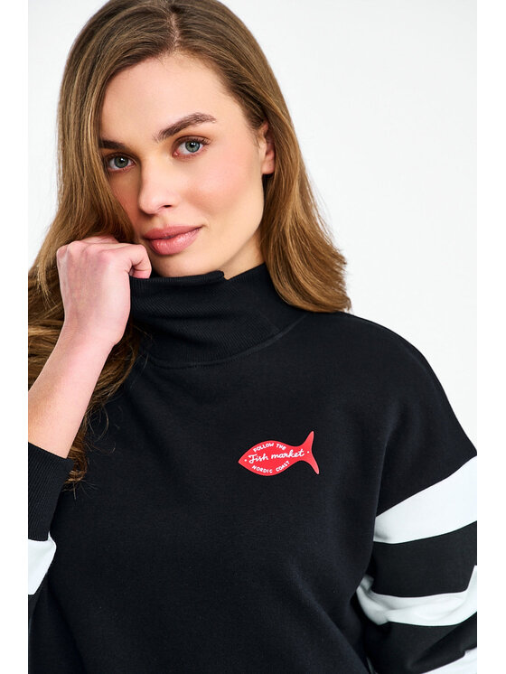 NAOKO NAOKO Bluza Fish Market Czarny Regular Fit