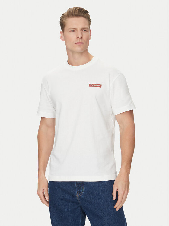 Calvin Klein Calvin Klein T-Shirt Overlay Print K10K114158 Bílá Regular Fit