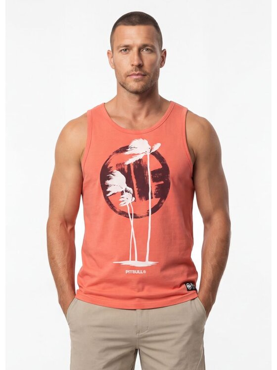 PITBULL Męski PITBULL Tank top, rozmiar S Pomarańczowy, PALMS