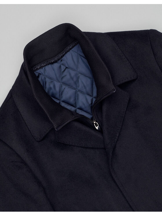 Borgio Borgio Płaszcz wełniany serre_g Granatowy Slim Fit