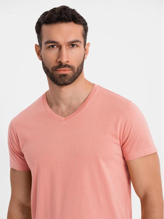 Ombre Ombre T-Shirt OM-TSBS-0237 Różowy Regular Fit