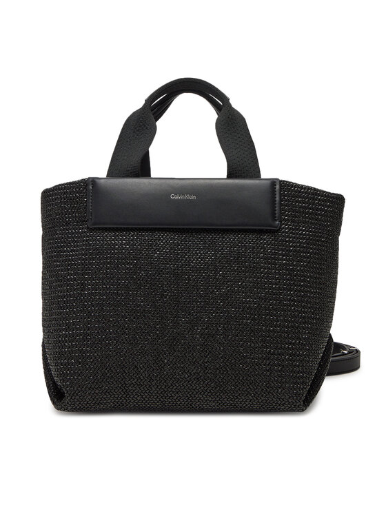 Calvin Klein Kabelka Ck Raffia Small Tote Crossbody K60K613026 Čierna