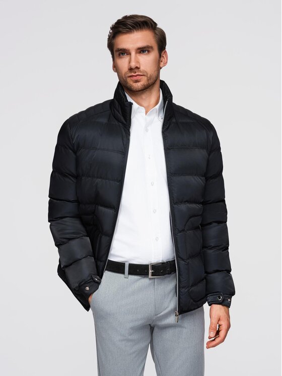 Ombre Ombre Kurtka przejściowa OM-JALP-0218 Czarny Regular Fit