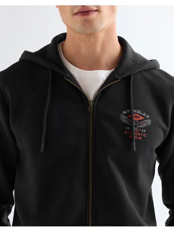 Wrangler Wrangler Felpa GRAPHIC ZIP HOODIE Nero Regular Fit
