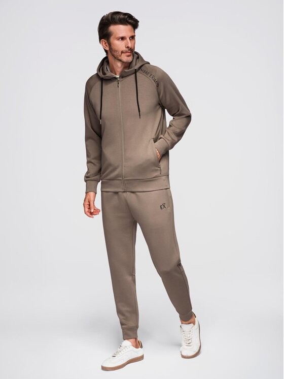 Ombre Ombre Komplet dresowy Z115 Brązowy Regular Fit