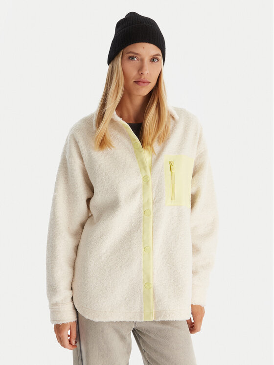 Roxy Roxy Polár kabát Chloe Kim Polar Shacket ERJPF03231 Ekru Regular Fit