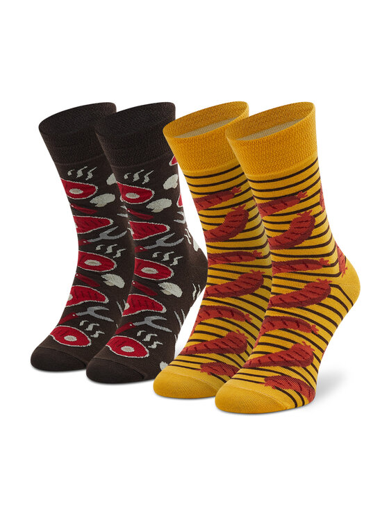 Zooksy Zooksy Zestaw 2 par wysokich skarpet unisex Mixtury Grillowe Brązowy