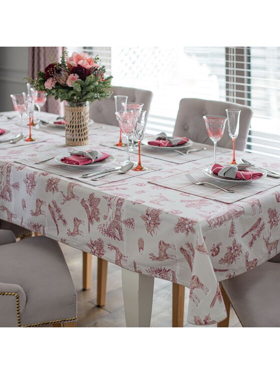 Roseberry Home Roseberry Home Obrus Toile de Jouy Red Forest Czerwony