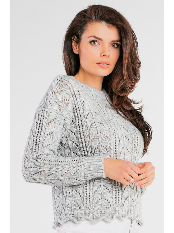 Awama Awama Sweter A446 Szary Basic Fit