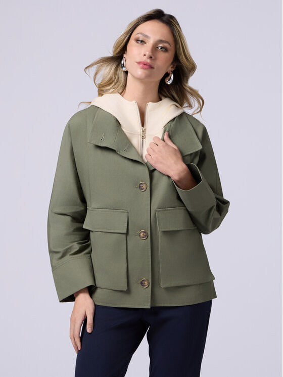 Oltre Oltre Cappotto 0043J000081N0Z5 Verde Boxy Fit