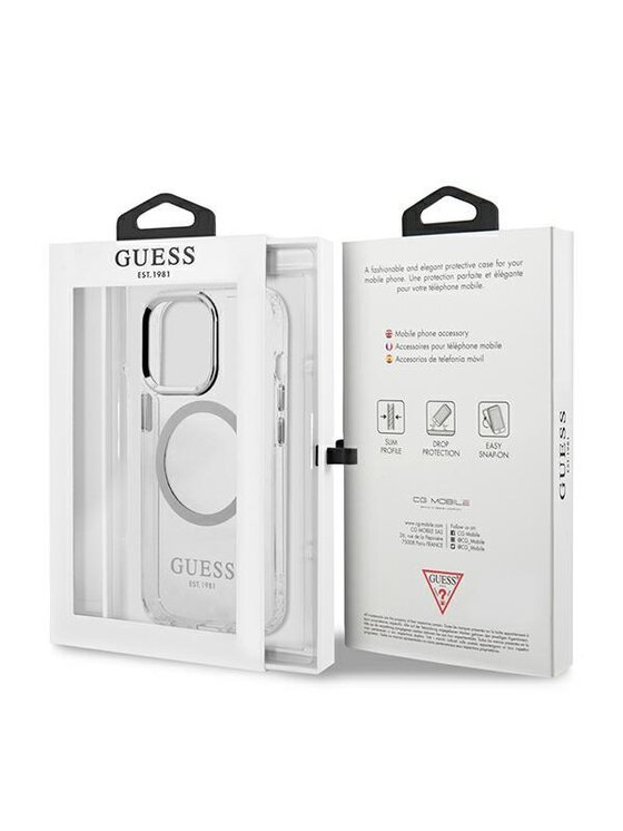 Guess Guess Etui na telefon iPhone 13 Pro Srebrny