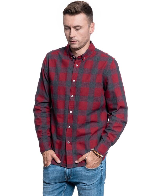 Mustang Mustang Camicia CASPER MG FLANNEL Rosso Regular Fit