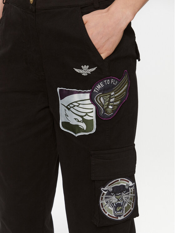 Aeronautica Militare Aeronautica Militare Hlače iz tkanine 232PA1571DCT3221 Črna Regular Fit