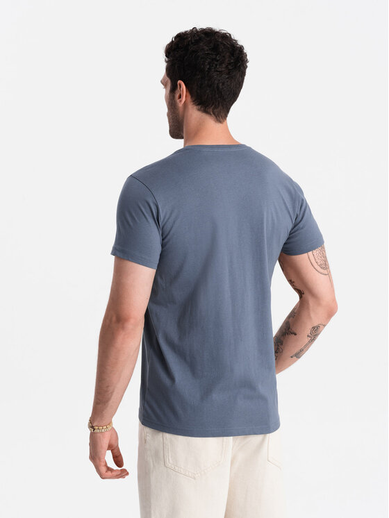 Ombre Ombre T-Shirt OM-TSBS-0146 Modrá Regular Fit