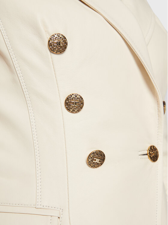 Giacca di pelle GD-28Z-31E2-V960 Écru Slim Fit