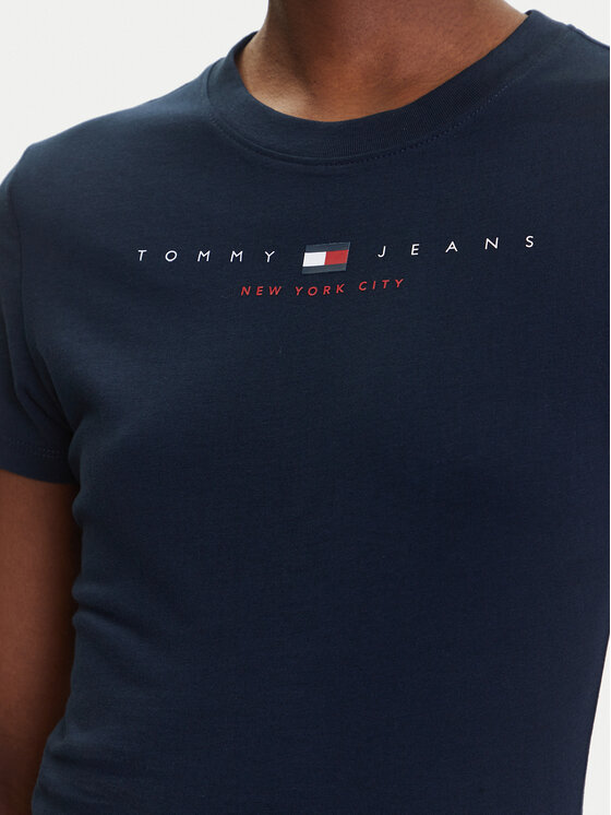 Tommy Jeans Tommy Jeans Tričko Linear DW0DW21422 Tmavomodrá Slim Fit