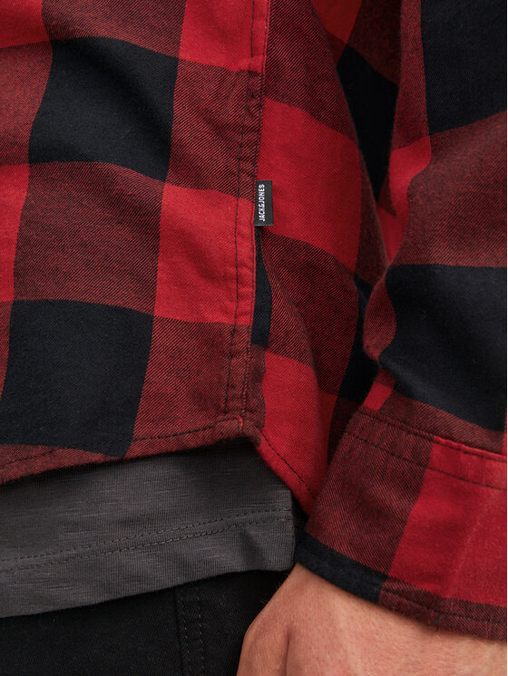 Jack & Jones Jack & Jones Koszula Gingham 12181602 Czerwony Slim Fit