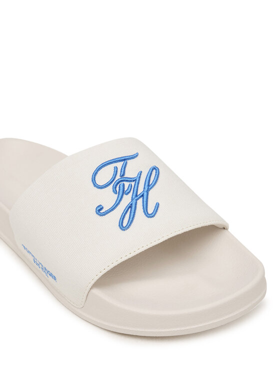 Tommy Hilfiger Tommy Hilfiger Natikači Logo Embroidery Canvas Pool Slides FM0FM05858 Bela