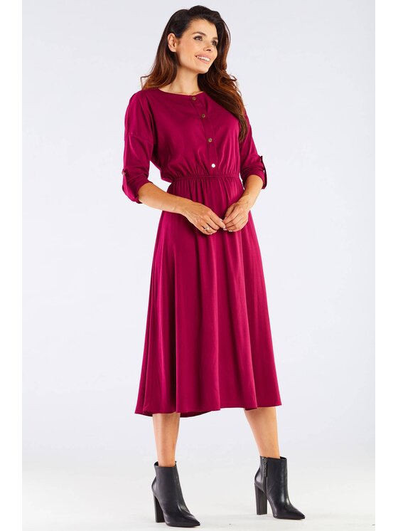 Awama Awama Letné šaty A452 Bordová Basic Fit