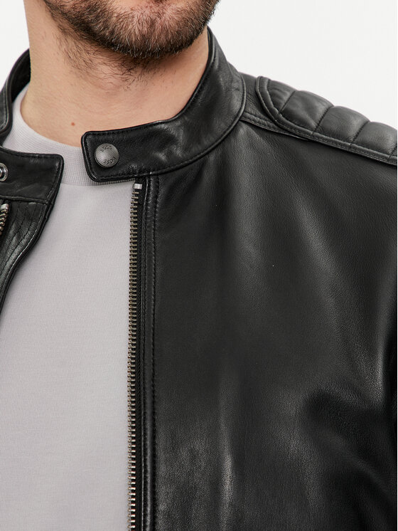 BOSS Boss Шкіряна куртка Jolur 50504104 Чорний Regular Fit