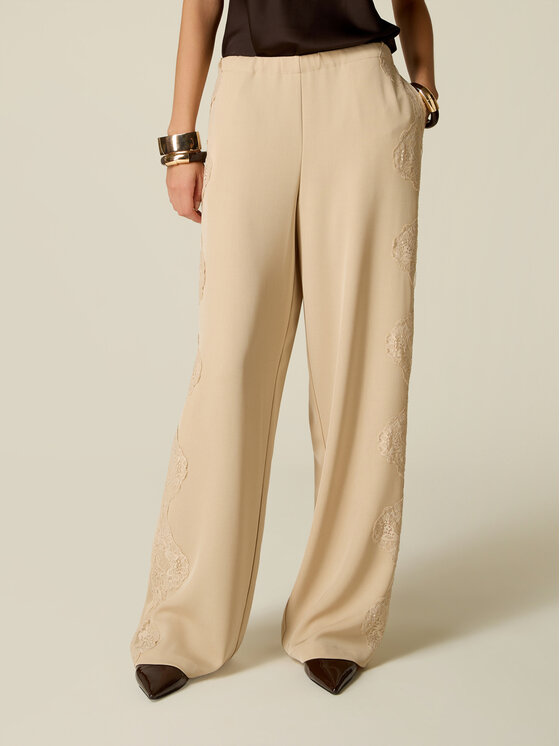 Oltre Oltre Pantaloni di tessuto P081J002741N002 Crema Baggy Fit