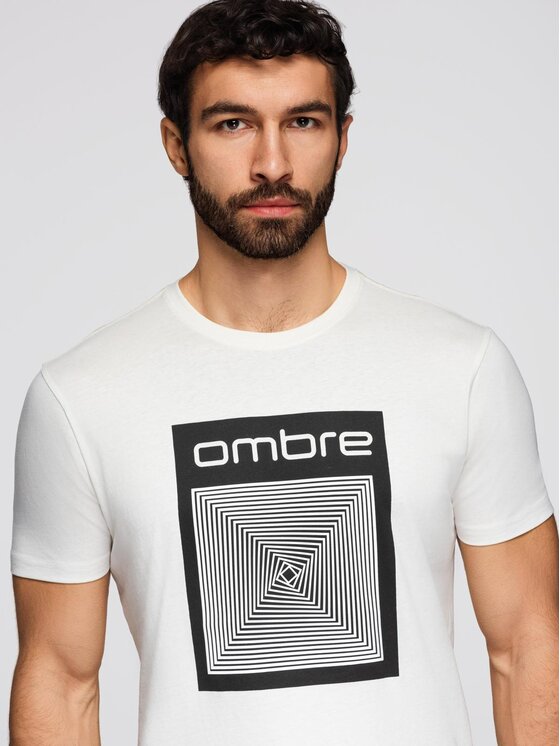 Ombre Ombre T-Shirt OM-TSPT-0260 Biały Regular Fit