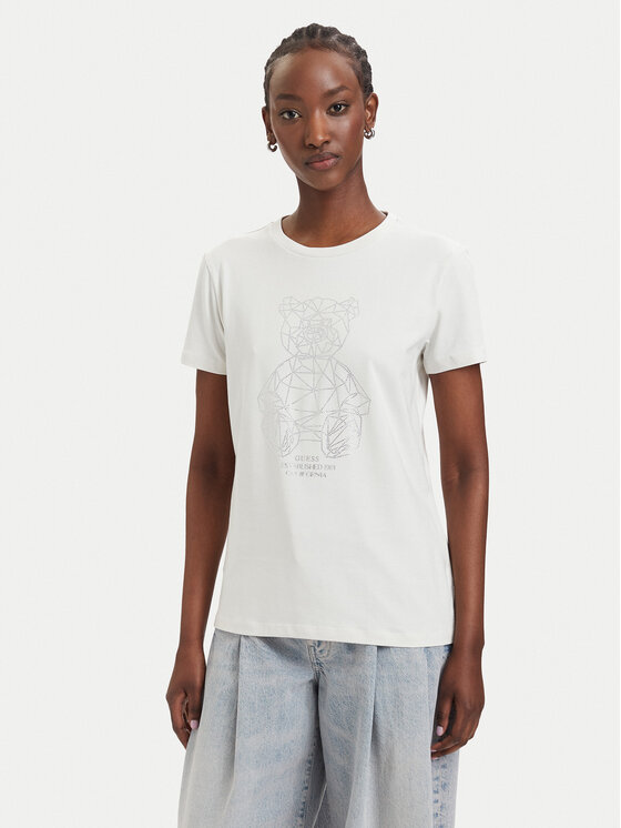 Guess Guess T-shirt V6GI12 K3325 Krem Regular Fit
