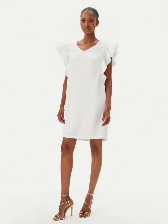 Fracomina Fracomina Koktejlové šaty FR25SD1024W46001 Écru Regular Fit