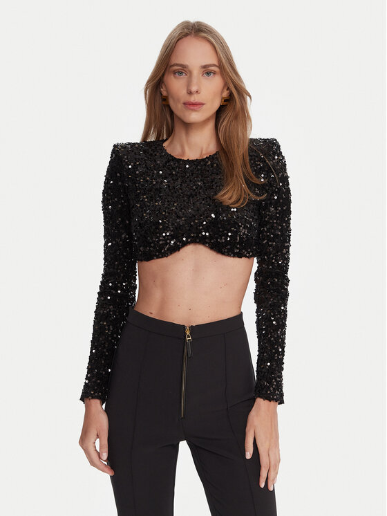 Elisabetta Franchi Elisabetta Franchi Blúz TO-046-57E2-V370 Fekete Slim Fit