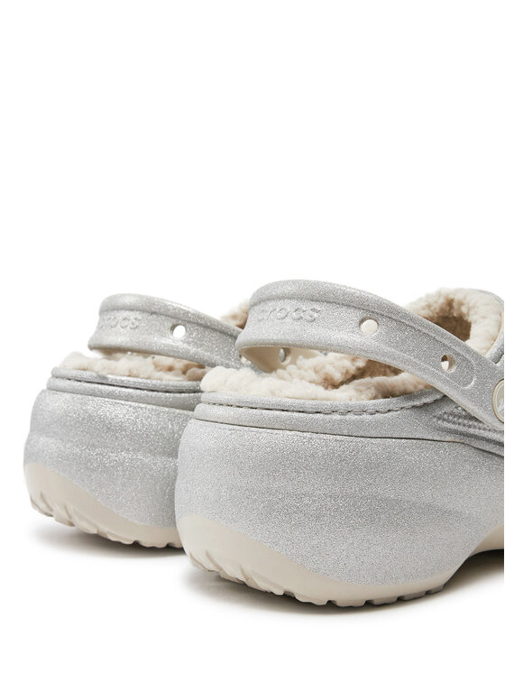 Crocs Crocs Nazouváky Classic Platform Glitter Lined Clog W 210413 Stříbrná