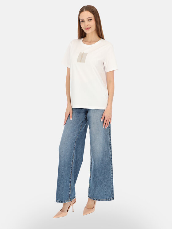 Potis & Verso Potis & Verso T-Shirt Roxa Biały Regular Fit