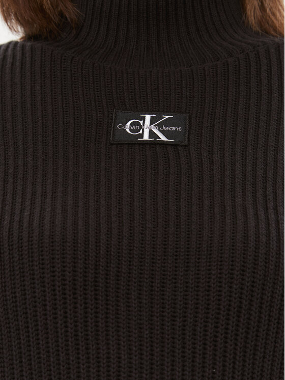 Calvin Klein Jeans Calvin Klein Jeans Bluză cu gât Label Chunky J20J222250 Negru Relaxed Fit