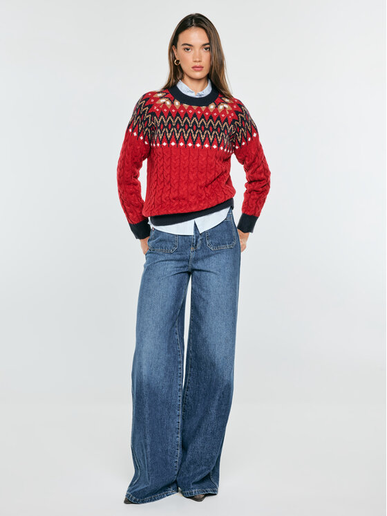 BIG STAR BIG STAR Sweter ROHIA Czerwony Comfort Fit